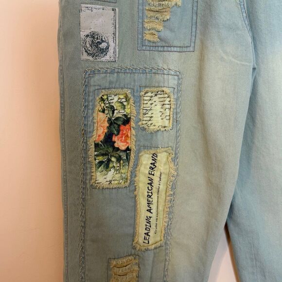 POL the paper lace women’s baggy jeans patchwork street style 1X vintage boho - Picture 3 of 8